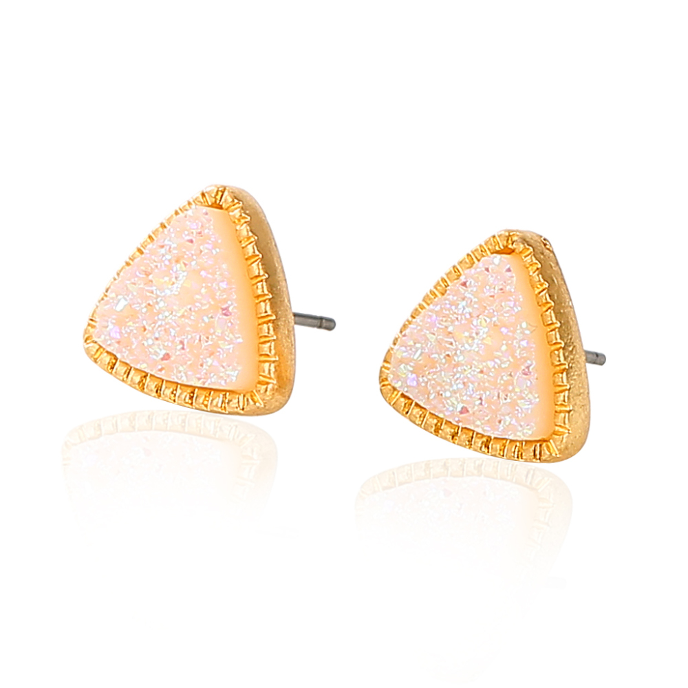 6 Pairs Women Crystal Druse Stud Earrings Hypoallergenic Geometry Shiny Druzy Earring Men boys Fashion Jewelry