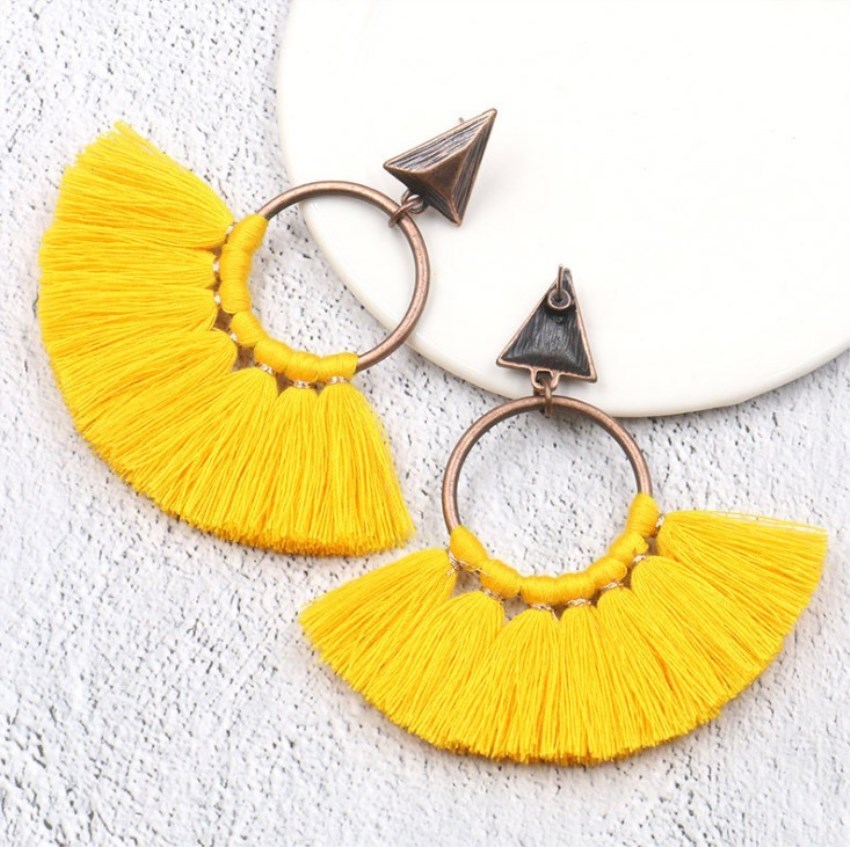 Fashion Earrings Women's Handmade Fan-fringed Earrings Women's Fashion Multi-color Selection