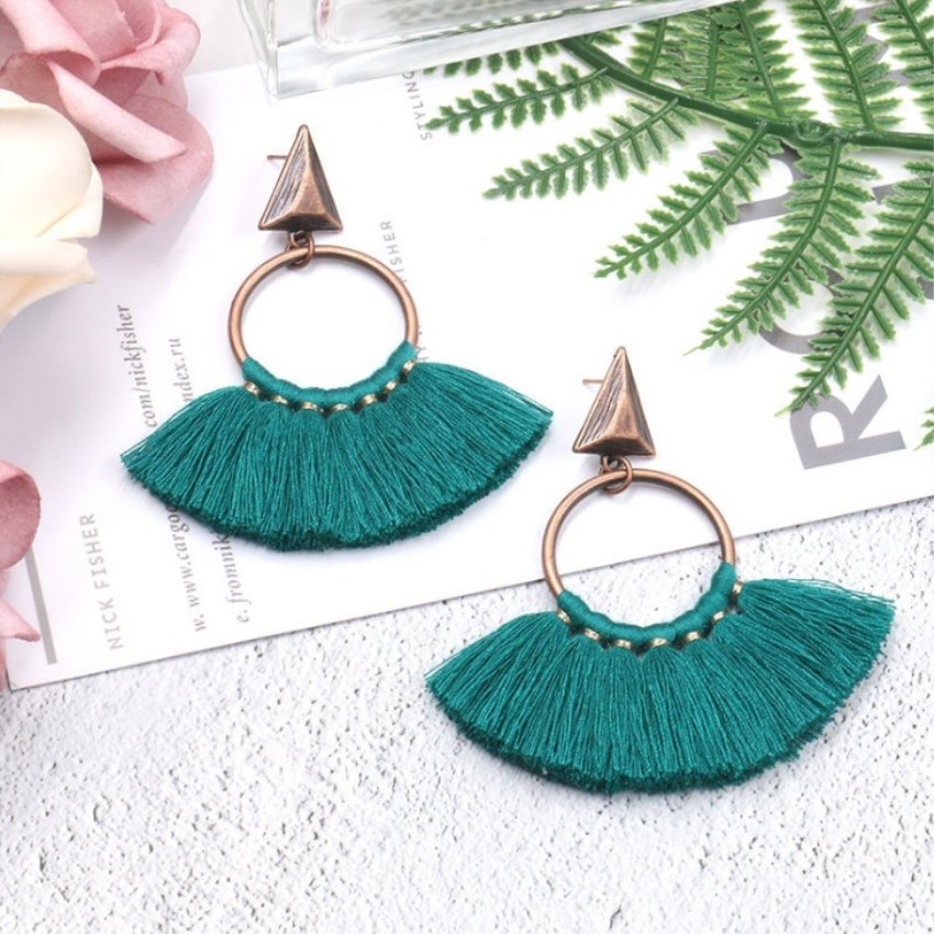Fashion Earrings Women's Handmade Fan-fringed Earrings Women's Fashion Multi-color Selection