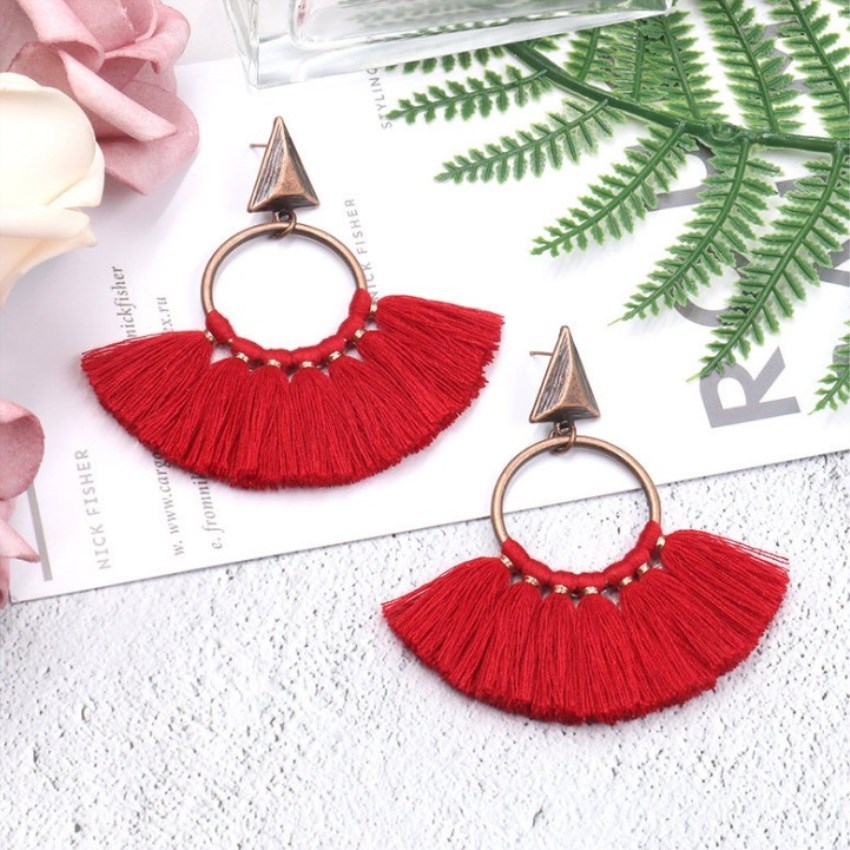 Fashion Earrings Women's Handmade Fan-fringed Earrings Women's Fashion Multi-color Selection
