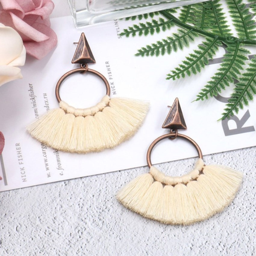 Fashion Earrings Women's Handmade Fan-fringed Earrings Women's Fashion Multi-color Selection