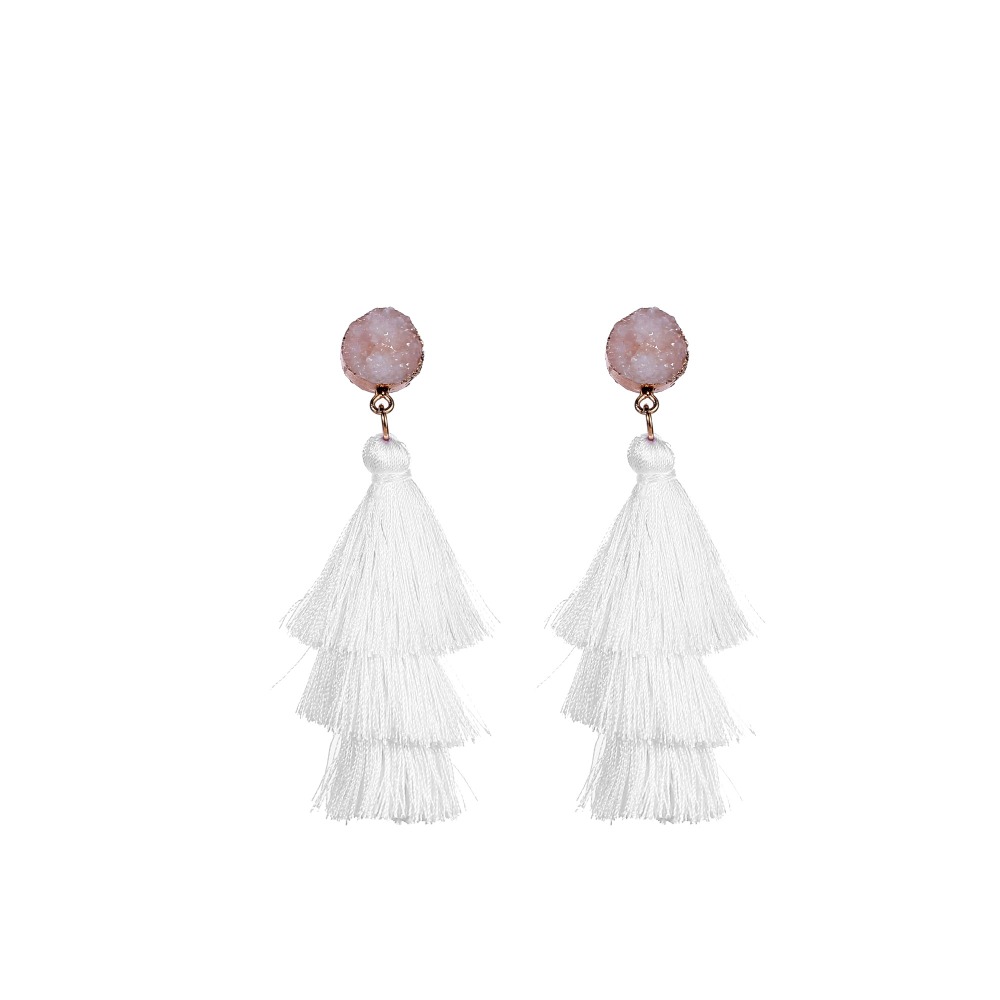 Color layered fringe ear hook earrings bohemian pendant lady girl layered tassel earrings ladies gift