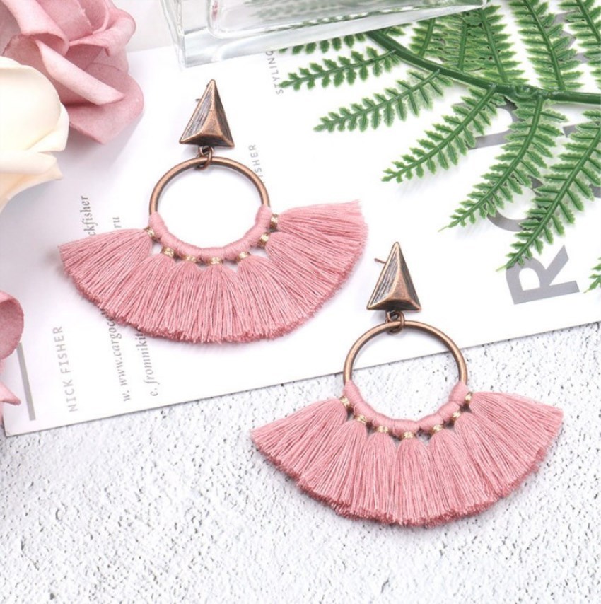 Fashion Earrings Women's Handmade Fan-fringed Earrings Women's Fashion Multi-color Selection