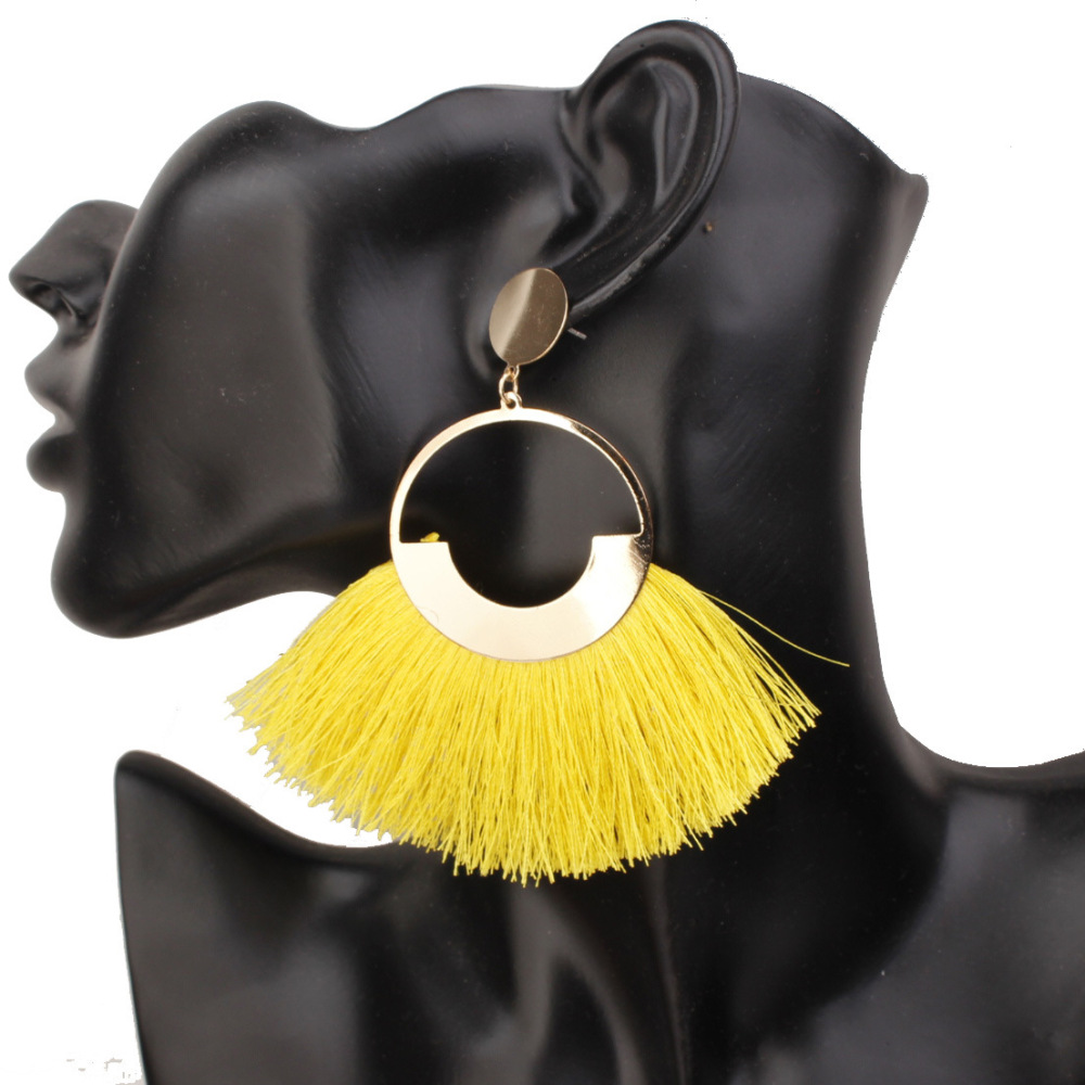 Dangle &chandelier colorful Bohemian circle Tassel Earrings Fashion flower V-shaped design stud suitable for ladies and girls declaration