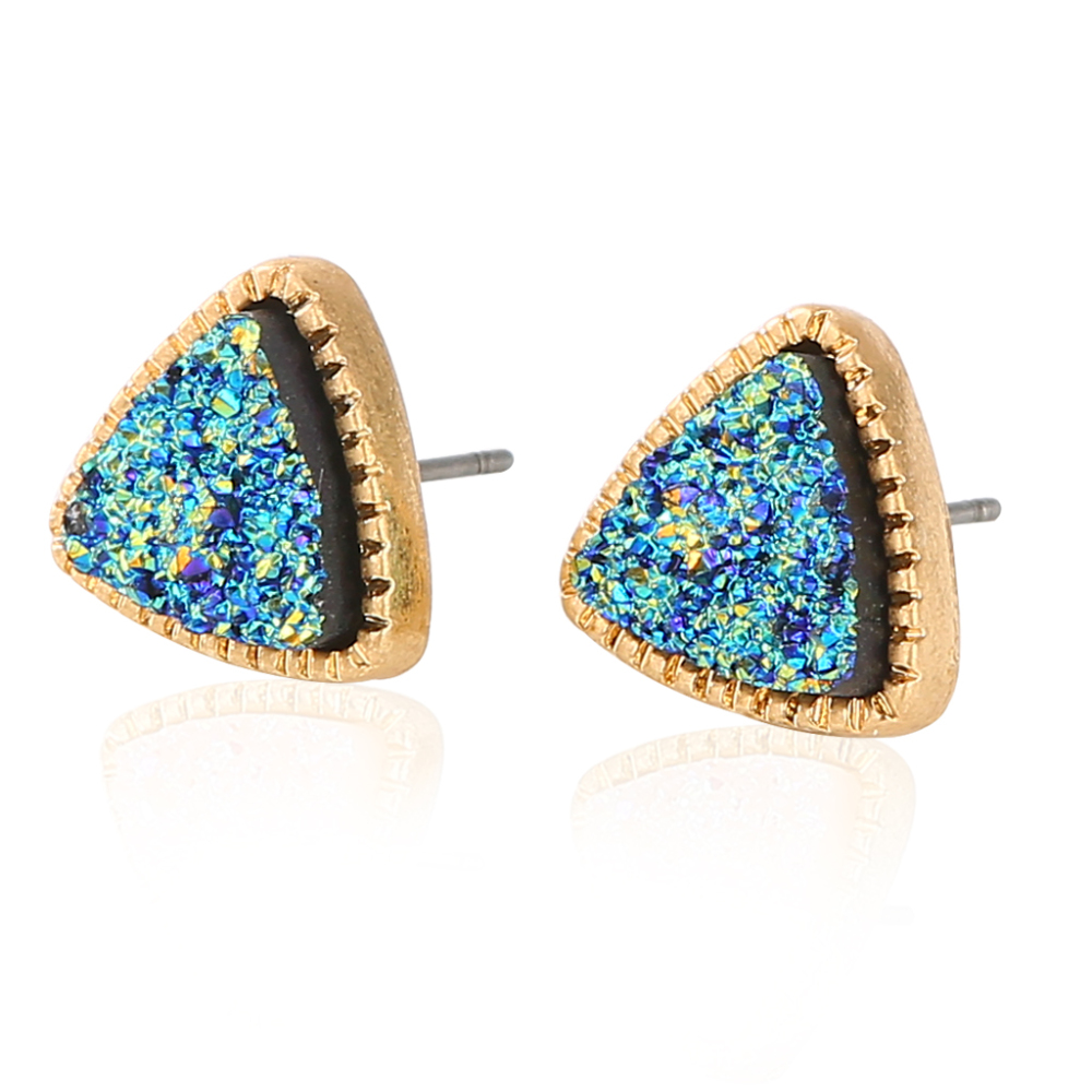 6 Pairs Women Crystal Druse Stud Earrings Hypoallergenic Geometry Shiny Druzy Earring Men boys Fashion Jewelry