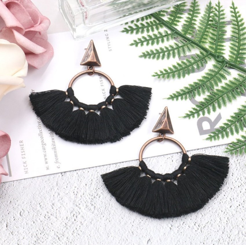 Fashion Earrings Women's Handmade Fan-fringed Earrings Women's Fashion Multi-color Selection