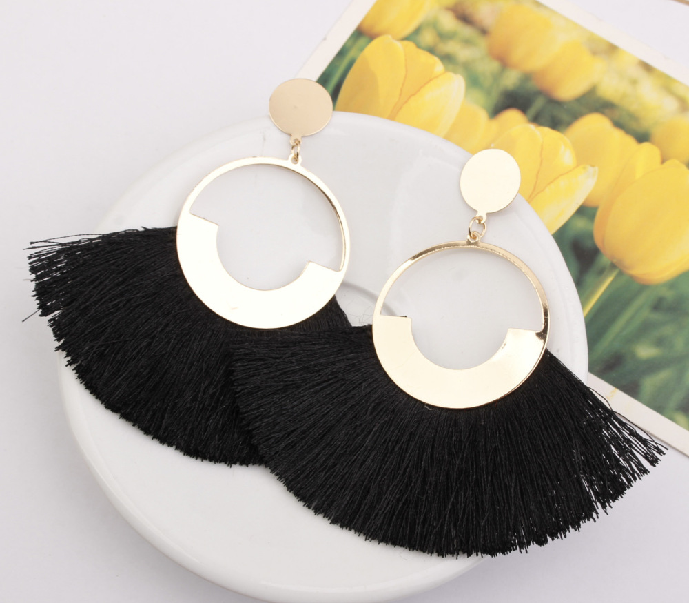 Dangle &chandelier colorful Bohemian circle Tassel Earrings Fashion flower V-shaped design stud suitable for ladies and girls declaration