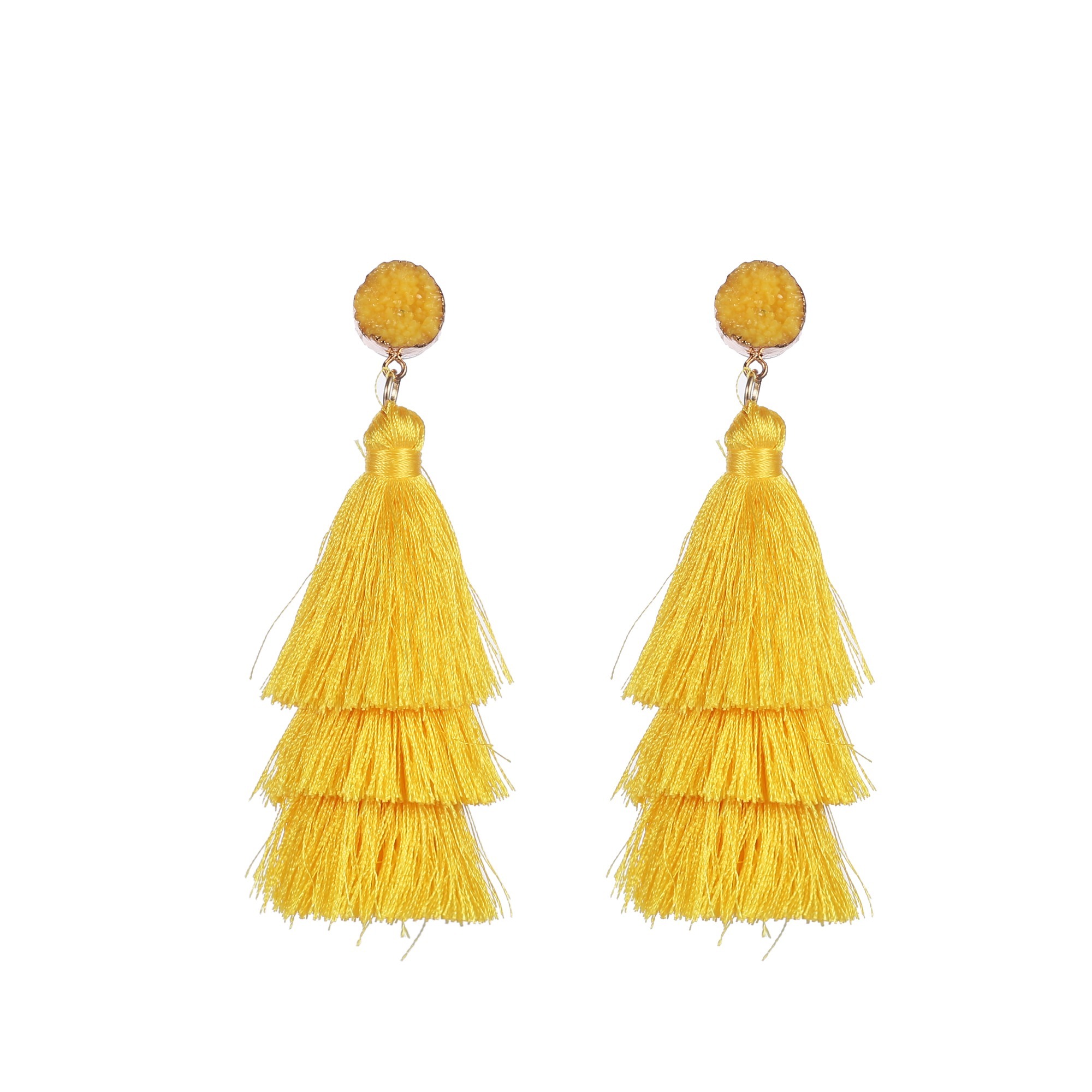Color layered fringe ear hook earrings bohemian pendant lady girl layered tassel earrings ladies gift