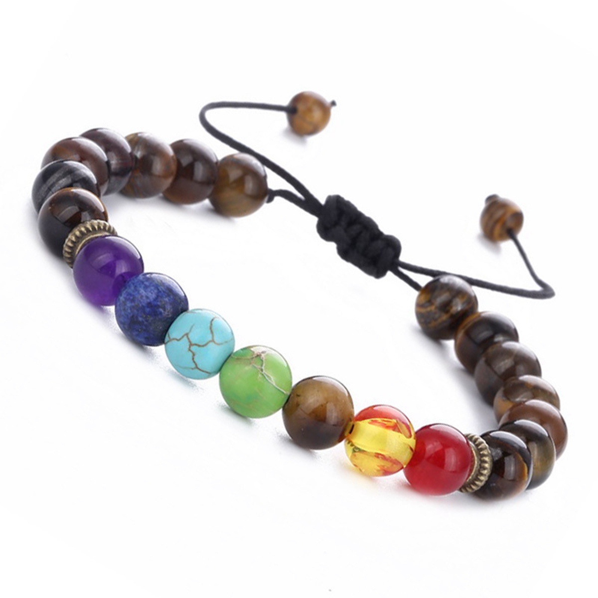7 Chakra Yoga Gemstone Bracelet Adjustable Handmade 6MM Beaded Wrap Bracelets Healing Protection Nature Quartz Crystal Bangle