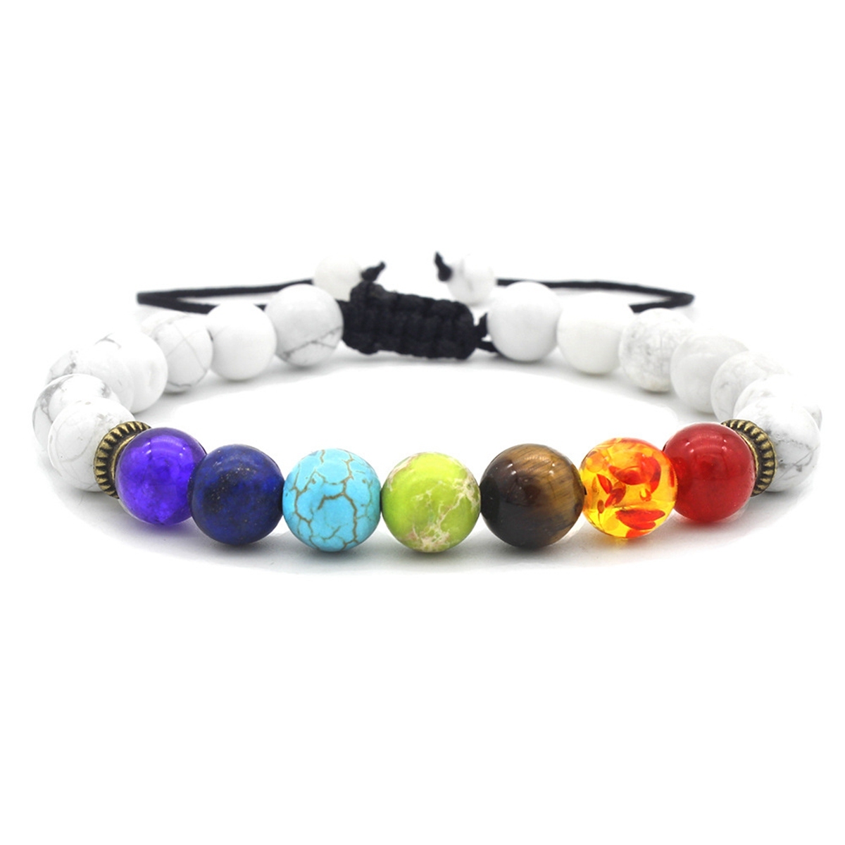 7 Chakra Yoga Gemstone Bracelet Adjustable Handmade 6MM Beaded Wrap Bracelets Healing Protection Nature Quartz Crystal Bangle