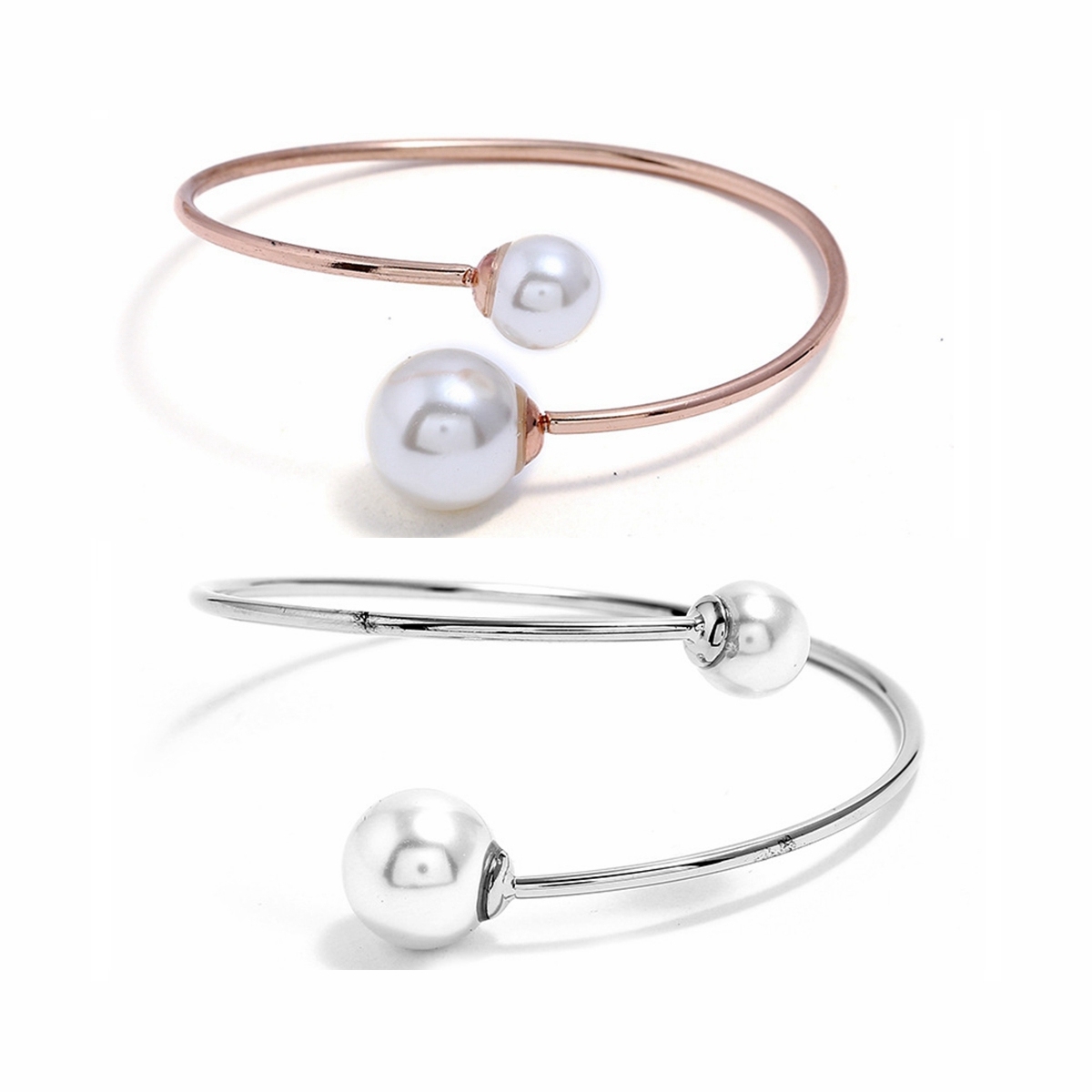 Simple Double Simulation Pearl Beads Open Bracelet Fashion Cuff Bracelet for Women Jewelry Making