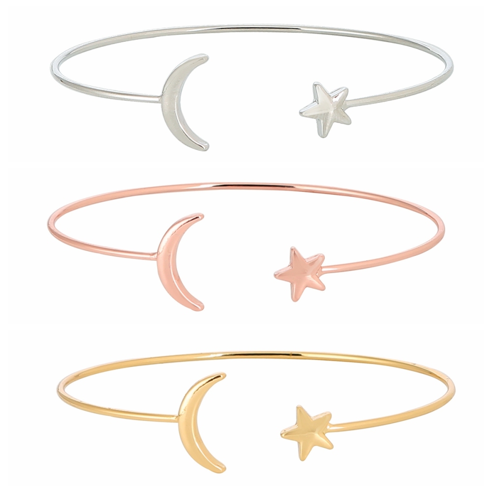 3 colors  Rose Gold silver  Bangle for Women Simple Olive Leaf|Star Month|Knot Heart Cuff Bracelet Gift Jewelry