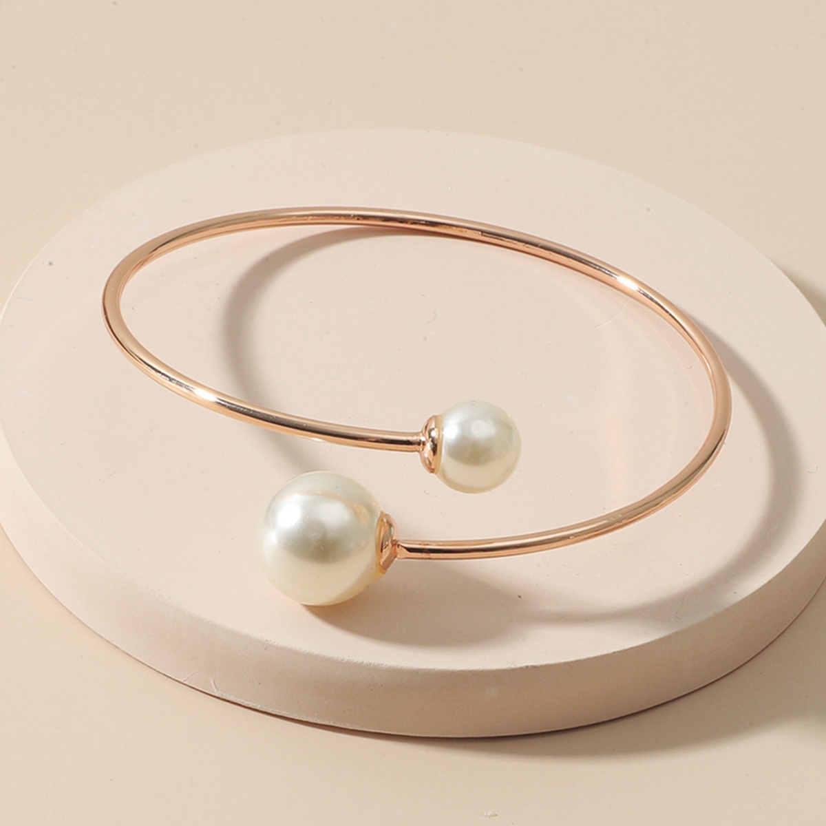 Simple Double Simulation Pearl Beads Open Bracelet Fashion Cuff Bracelet for Women Jewelry Making