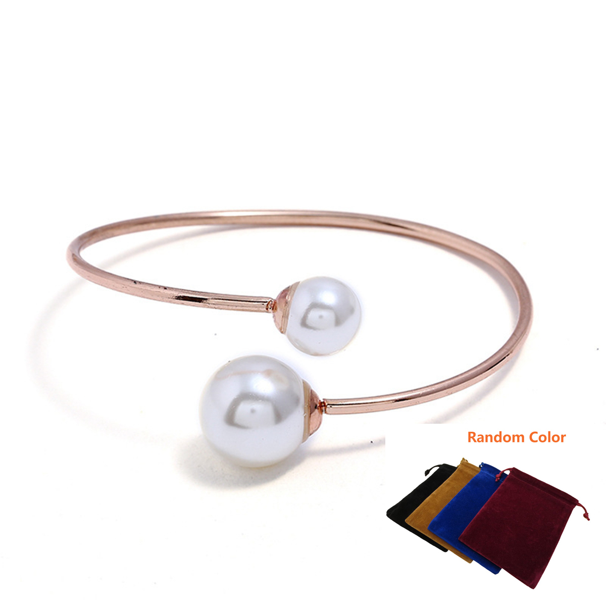 Simple Double Simulation Pearl Beads Open Bracelet Fashion Cuff Bracelet for Women Jewelry Making