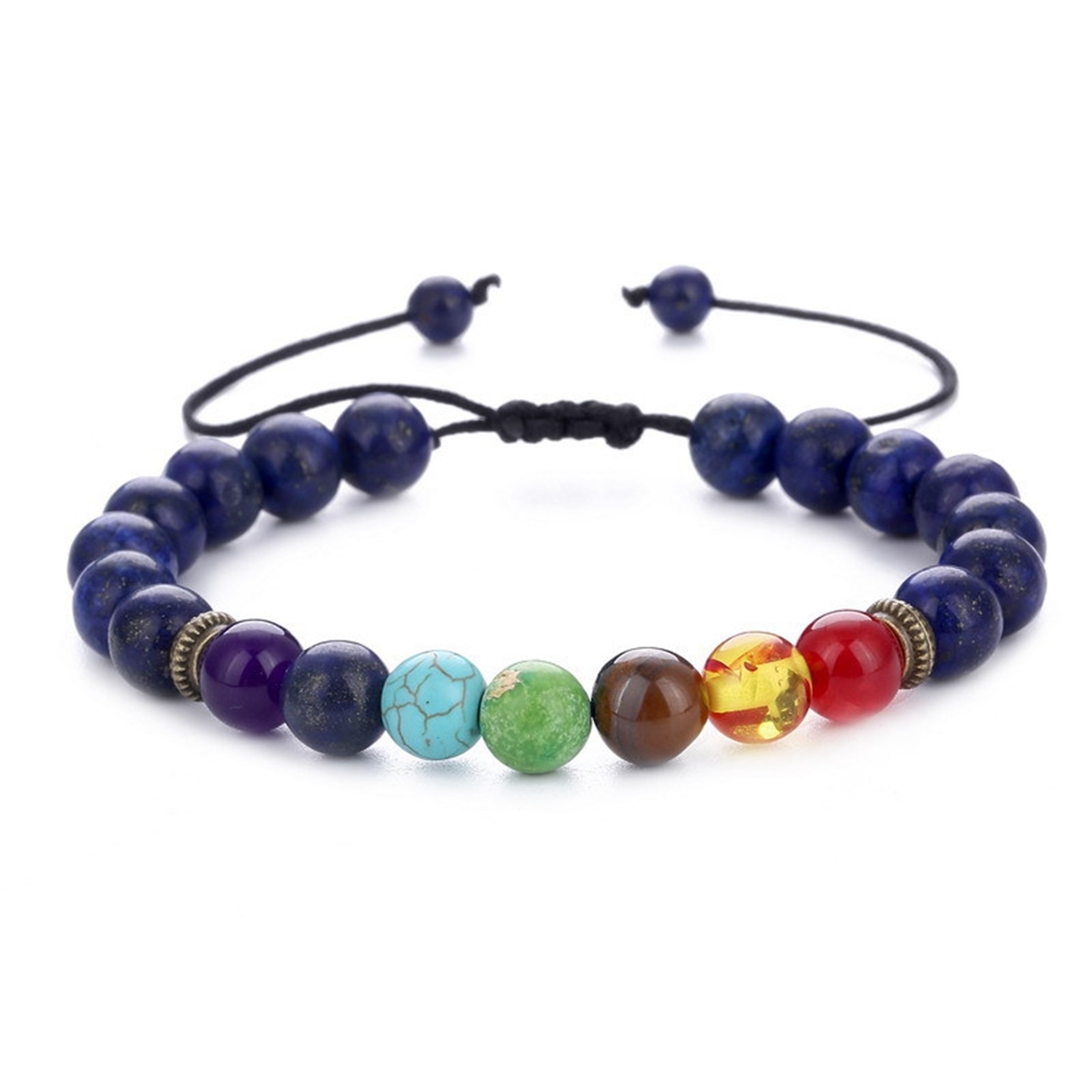 7 Chakra Yoga Gemstone Bracelet Adjustable Handmade 6MM Beaded Wrap Bracelets Healing Protection Nature Quartz Crystal Bangle