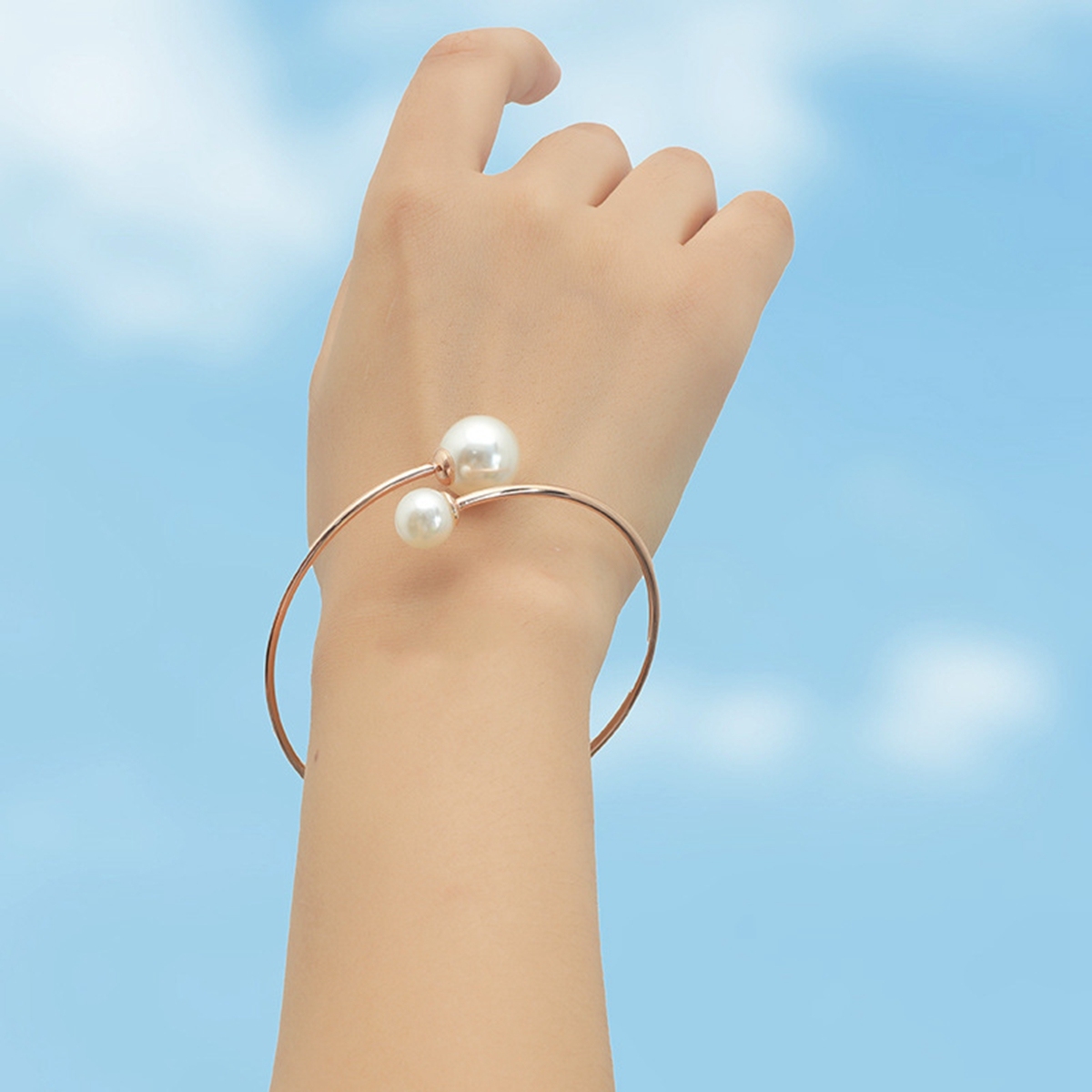 Simple Double Simulation Pearl Beads Open Bracelet Fashion Cuff Bracelet for Women Jewelry Making