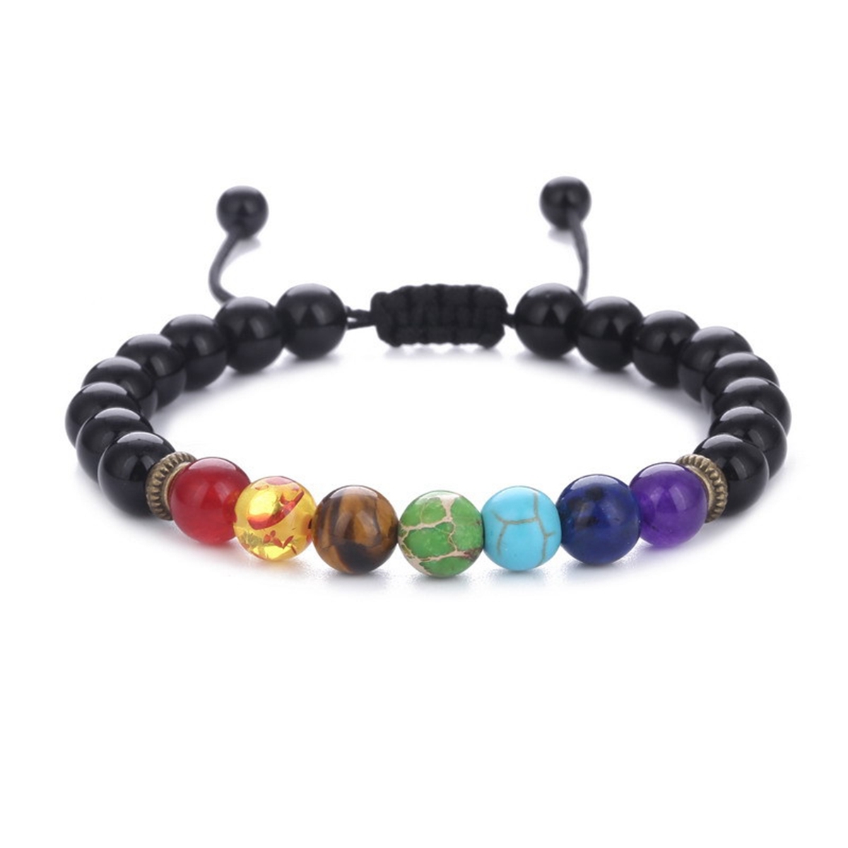 7 Chakra Yoga Gemstone Bracelet Adjustable Handmade 6MM Beaded Wrap Bracelets Healing Protection Nature Quartz Crystal Bangle