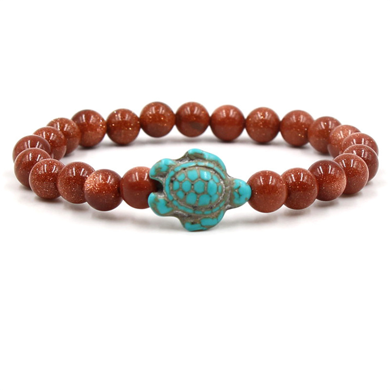 Turquoise Tortoise Gemstone Round Beads Bracelets for Women Men 8mm Stone Protection Healing Crystal Stretch Beaded