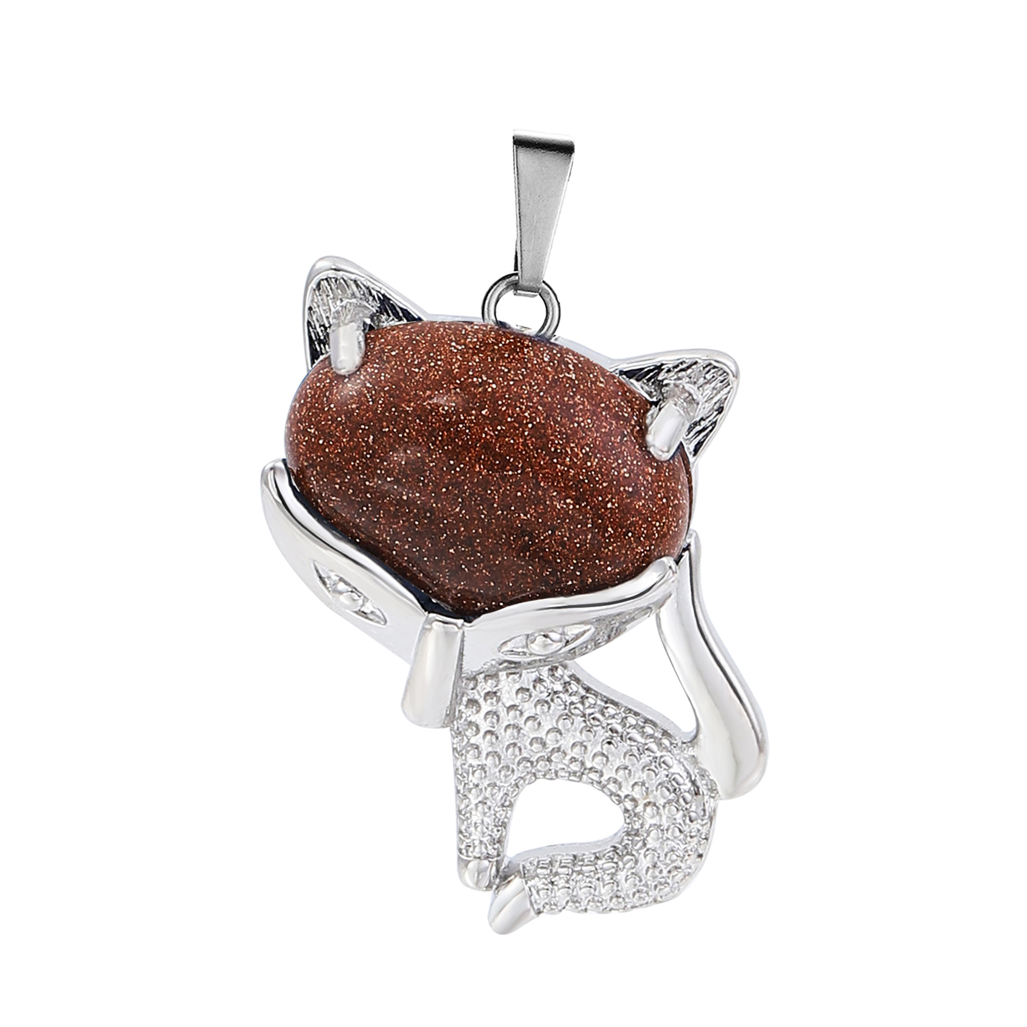 New Design Natural Crystal Stone Retro Turquoise Necklace Fox Shape Pendant for Women and Girls