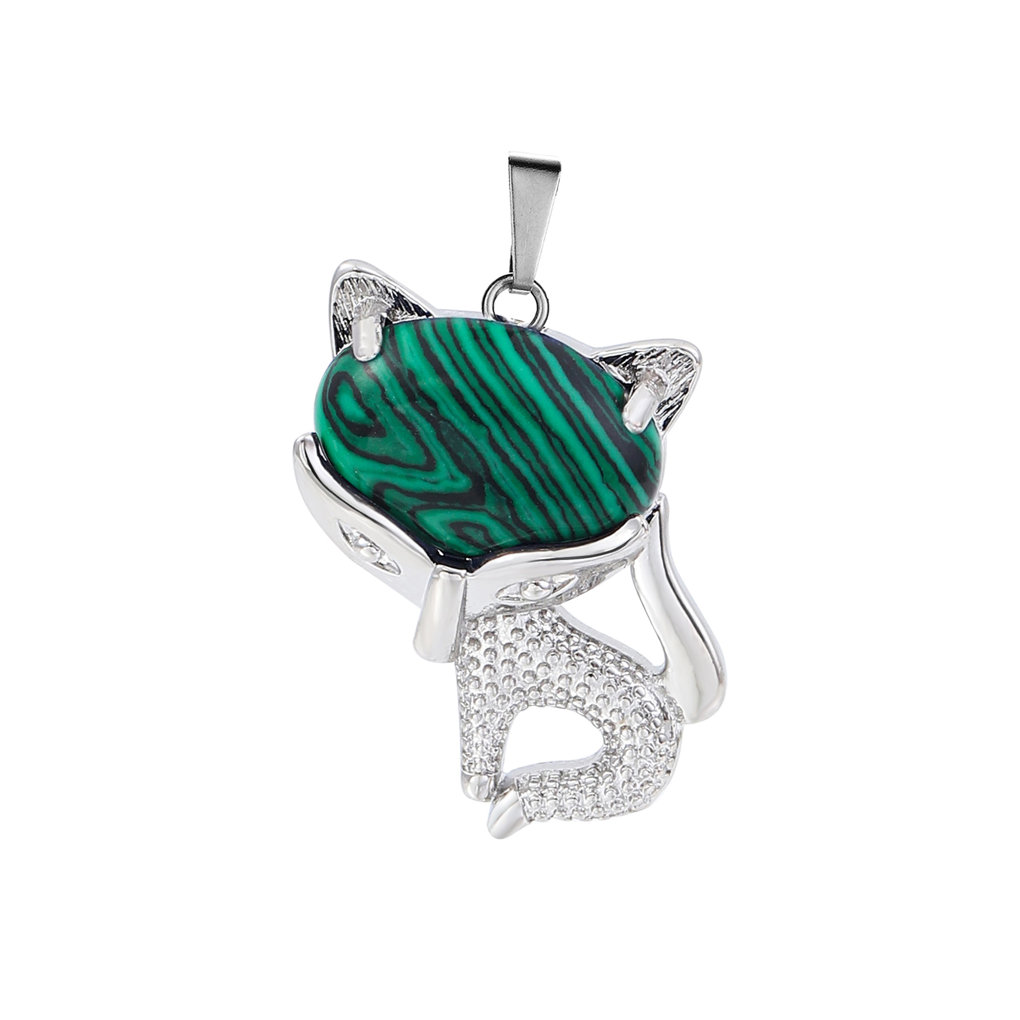 New Design Natural Crystal Stone Retro Turquoise Necklace Fox Shape Pendant for Women and Girls