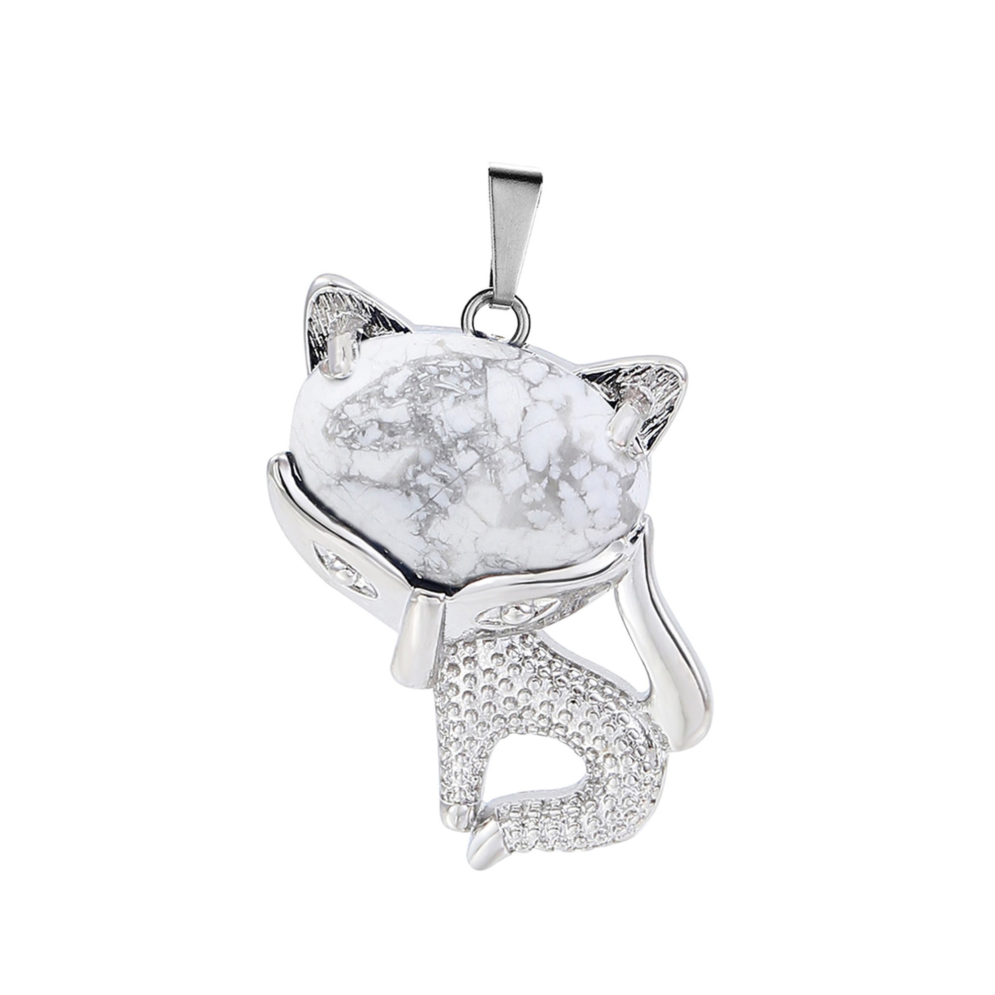 New Design Natural Crystal Stone Retro Turquoise Necklace Fox Shape Pendant for Women and Girls