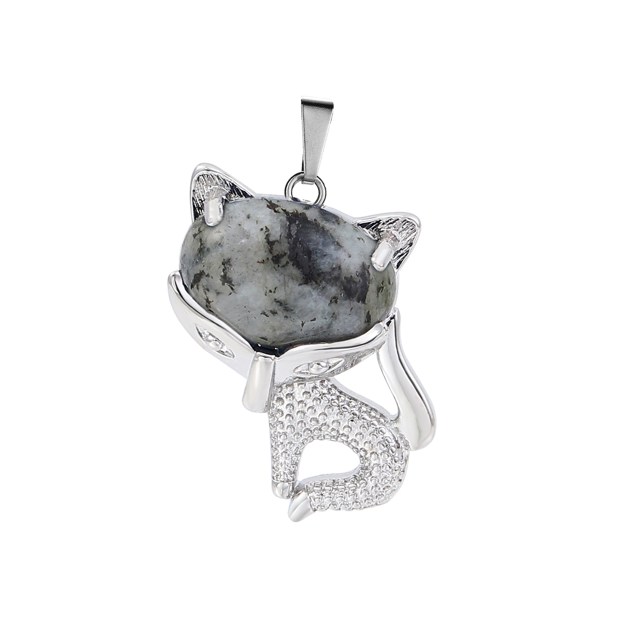 New Design Natural Crystal Stone Retro Turquoise Necklace Fox Shape Pendant for Women and Girls