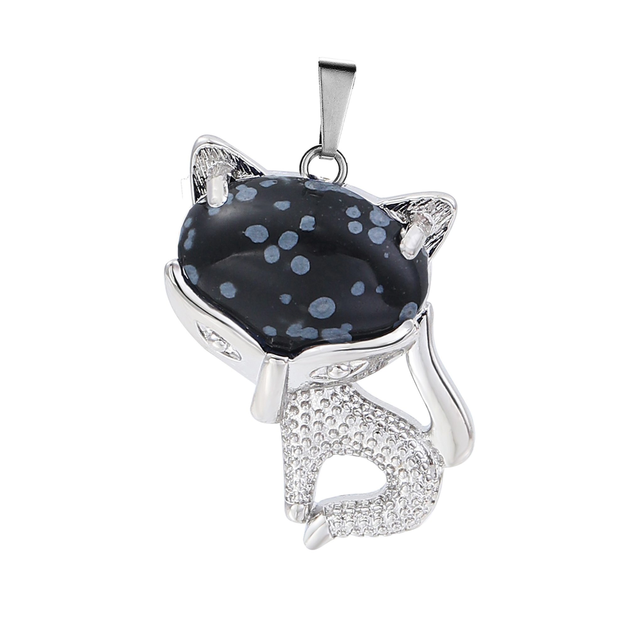 New Design Natural Crystal Stone Retro Turquoise Necklace Fox Shape Pendant for Women and Girls