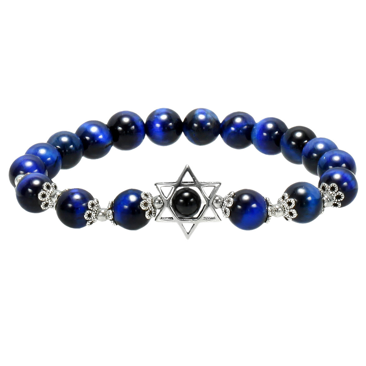 Natural Gemstone Solar Star Beaded Stretch Bracelet Eye Charms Pendant 8mm Stone Protection Healing Crystal Stretch Beaded
