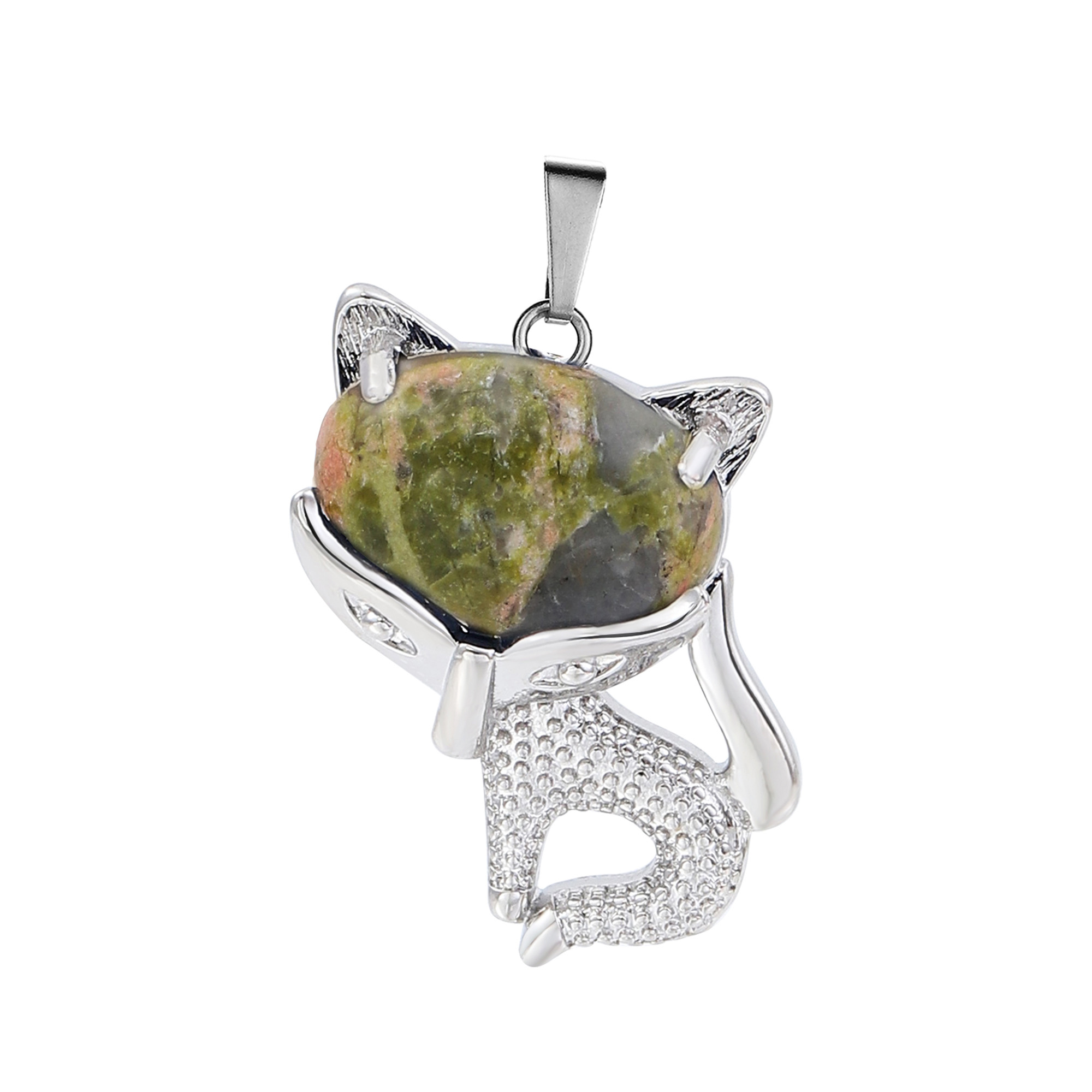 New Design Natural Crystal Stone Retro Turquoise Necklace Fox Shape Pendant for Women and Girls
