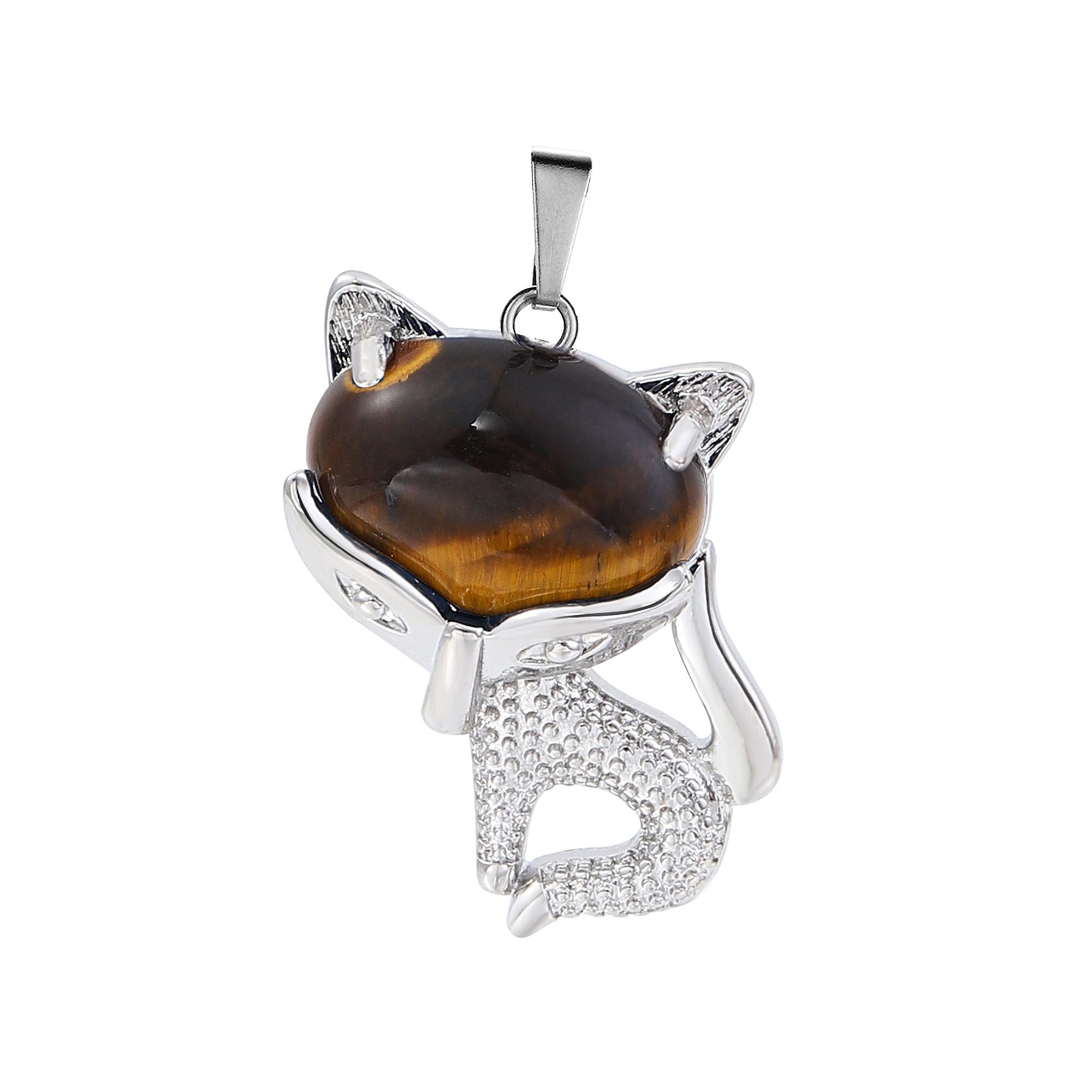 New Design Natural Crystal Stone Retro Turquoise Necklace Fox Shape Pendant for Women and Girls