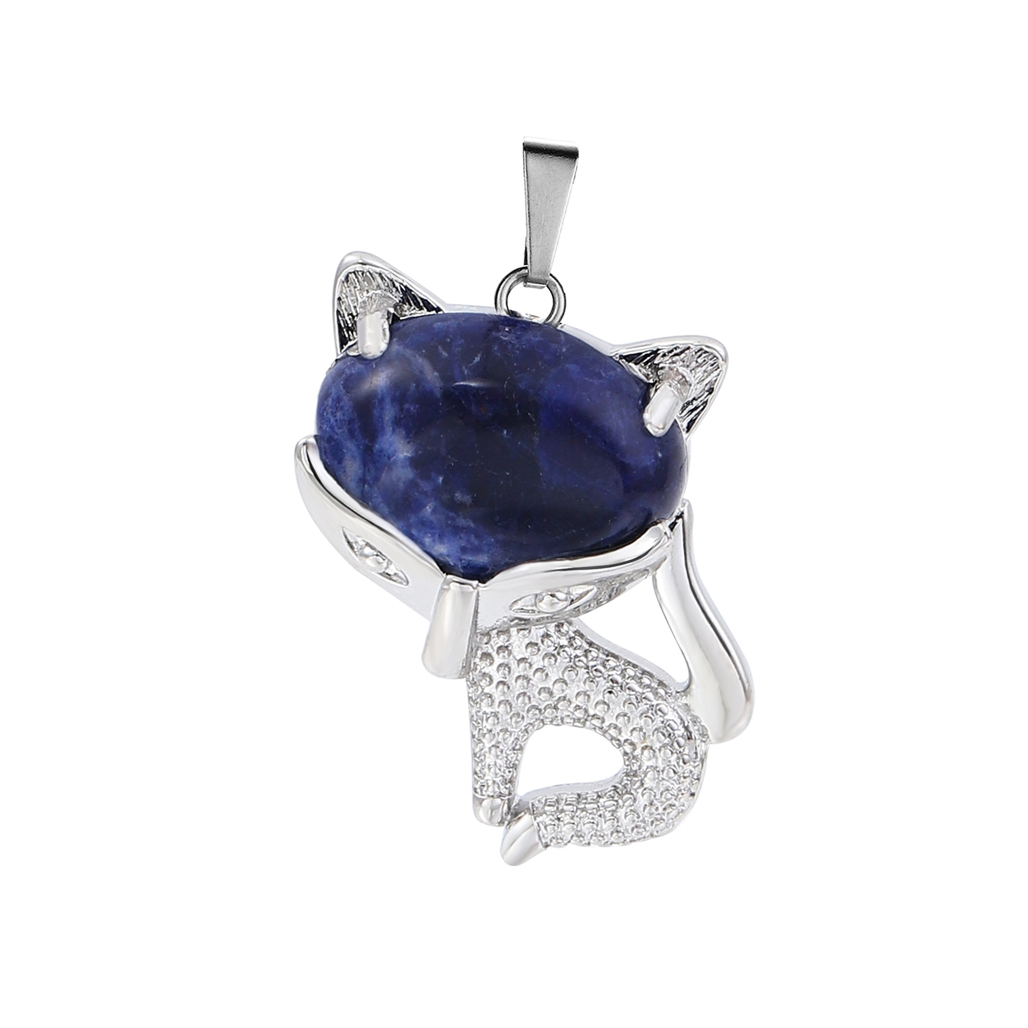 New Design Natural Crystal Stone Retro Turquoise Necklace Fox Shape Pendant for Women and Girls