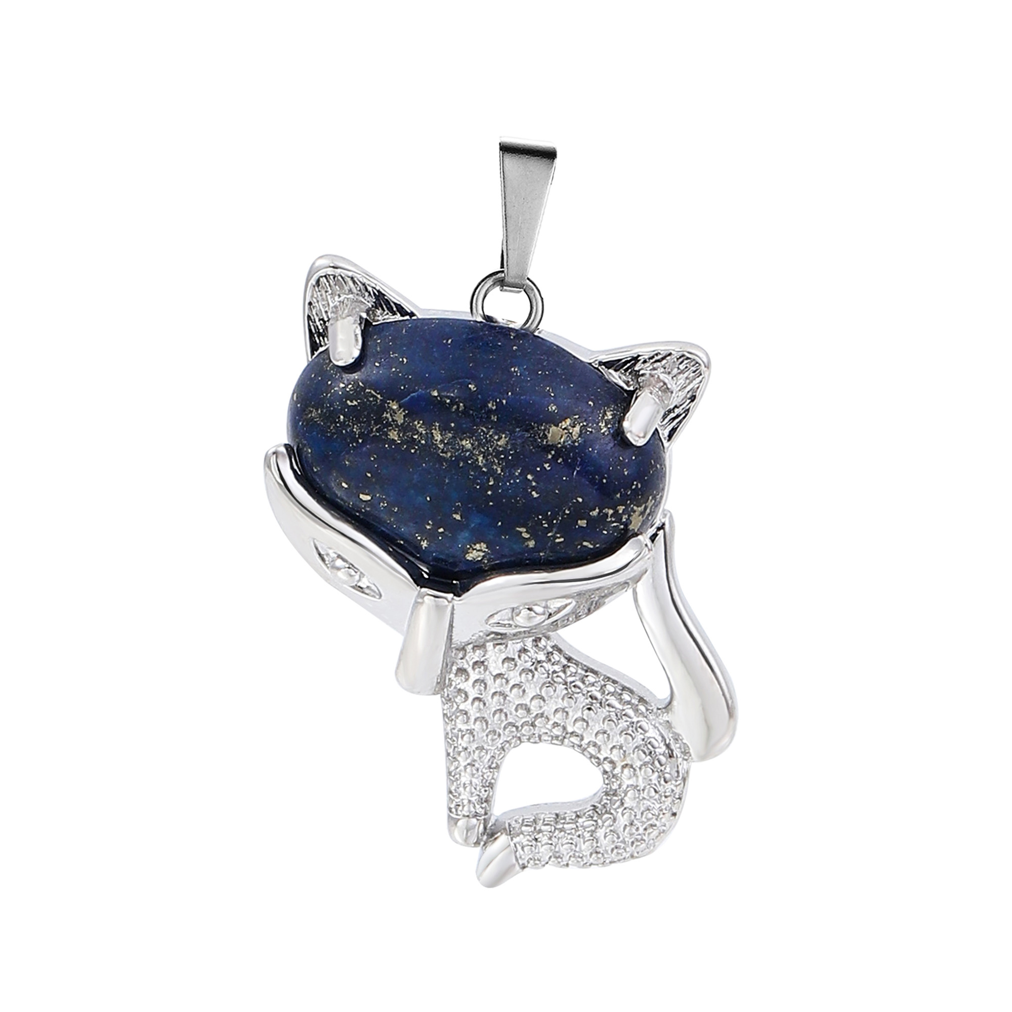New Design Natural Crystal Stone Retro Turquoise Necklace Fox Shape Pendant for Women and Girls