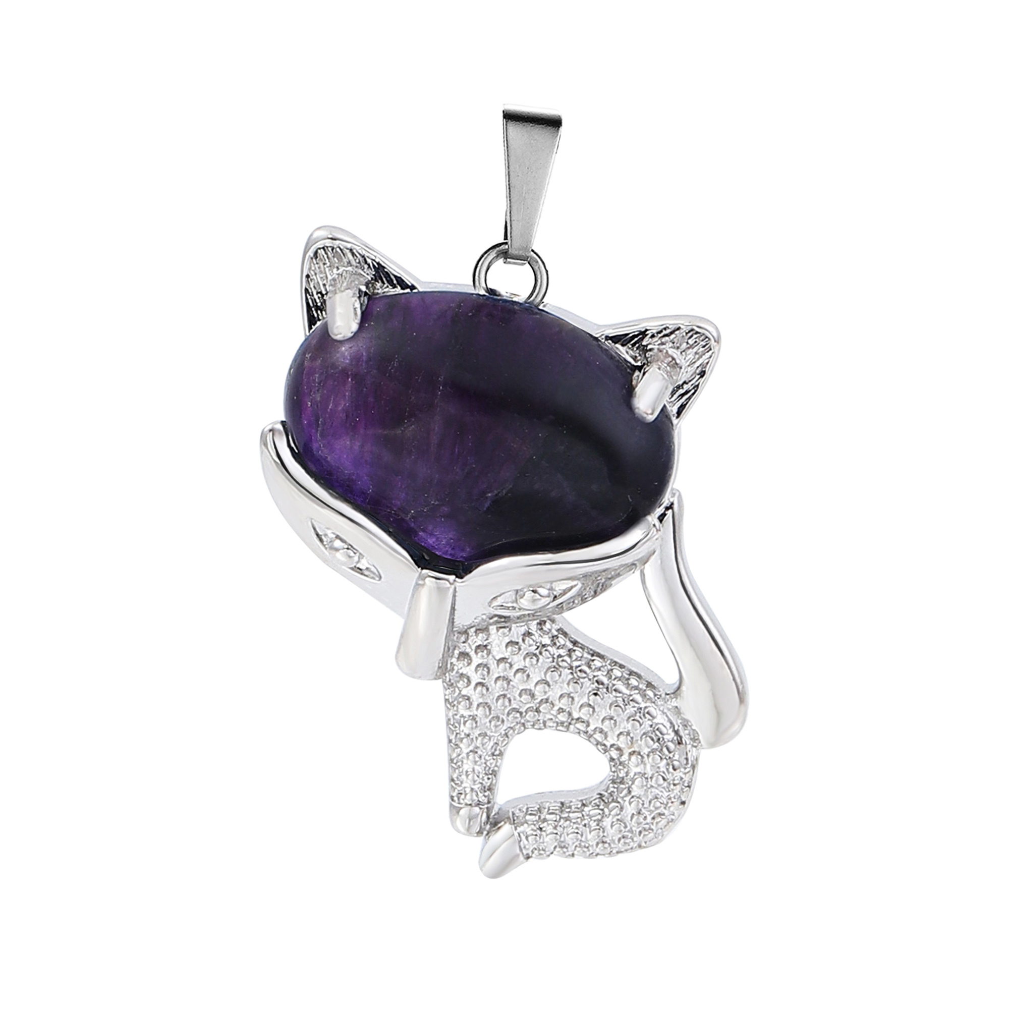 New Design Natural Crystal Stone Retro Turquoise Necklace Fox Shape Pendant for Women and Girls