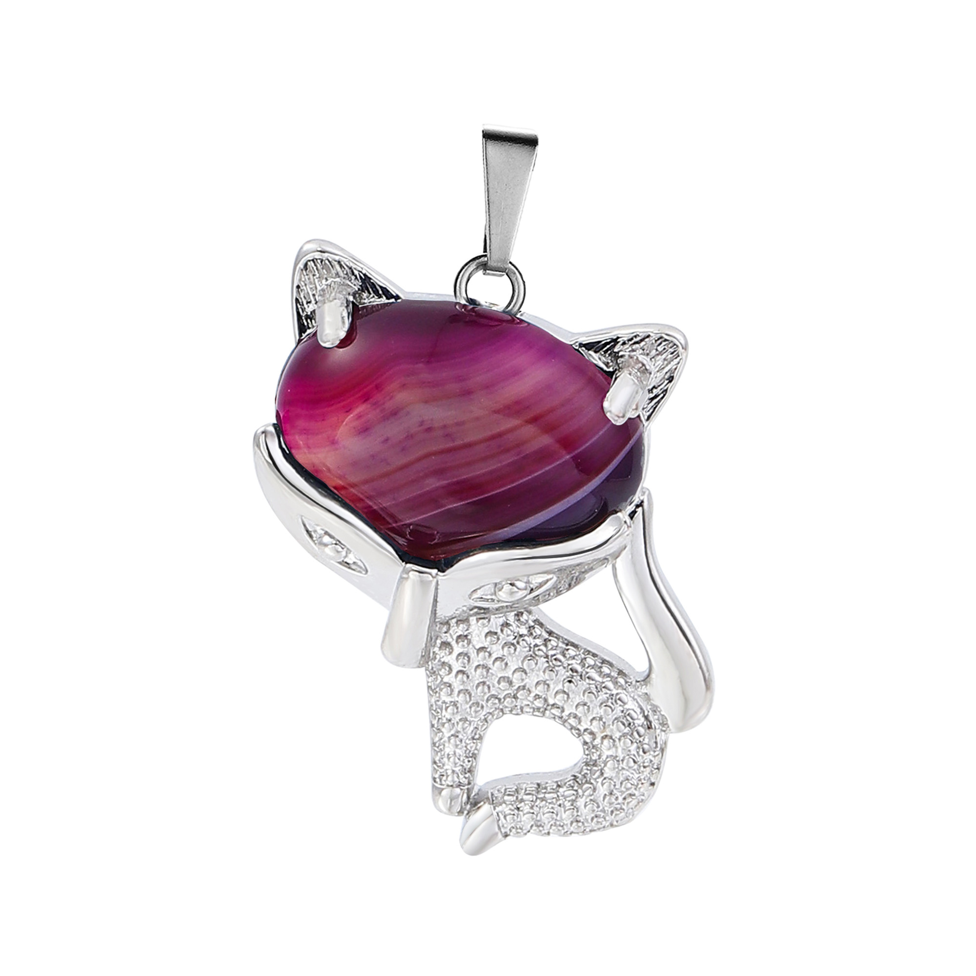 New Design Natural Crystal Stone Retro Turquoise Necklace Fox Shape Pendant for Women and Girls