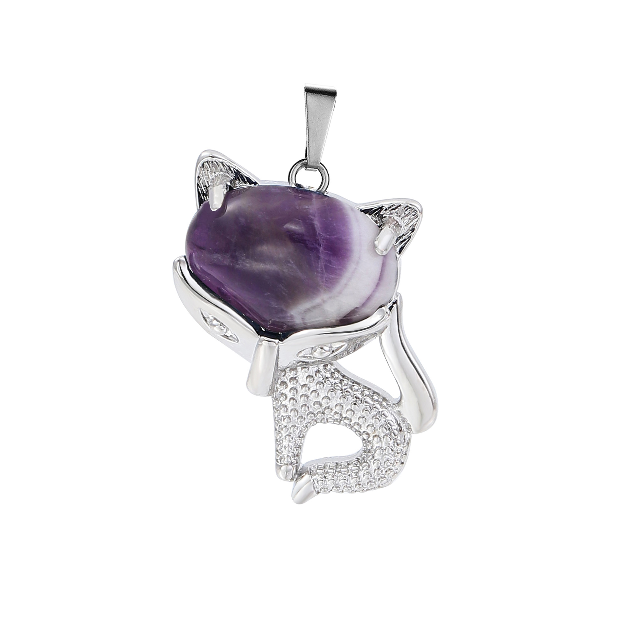 New Design Natural Crystal Stone Retro Turquoise Necklace Fox Shape Pendant for Women and Girls