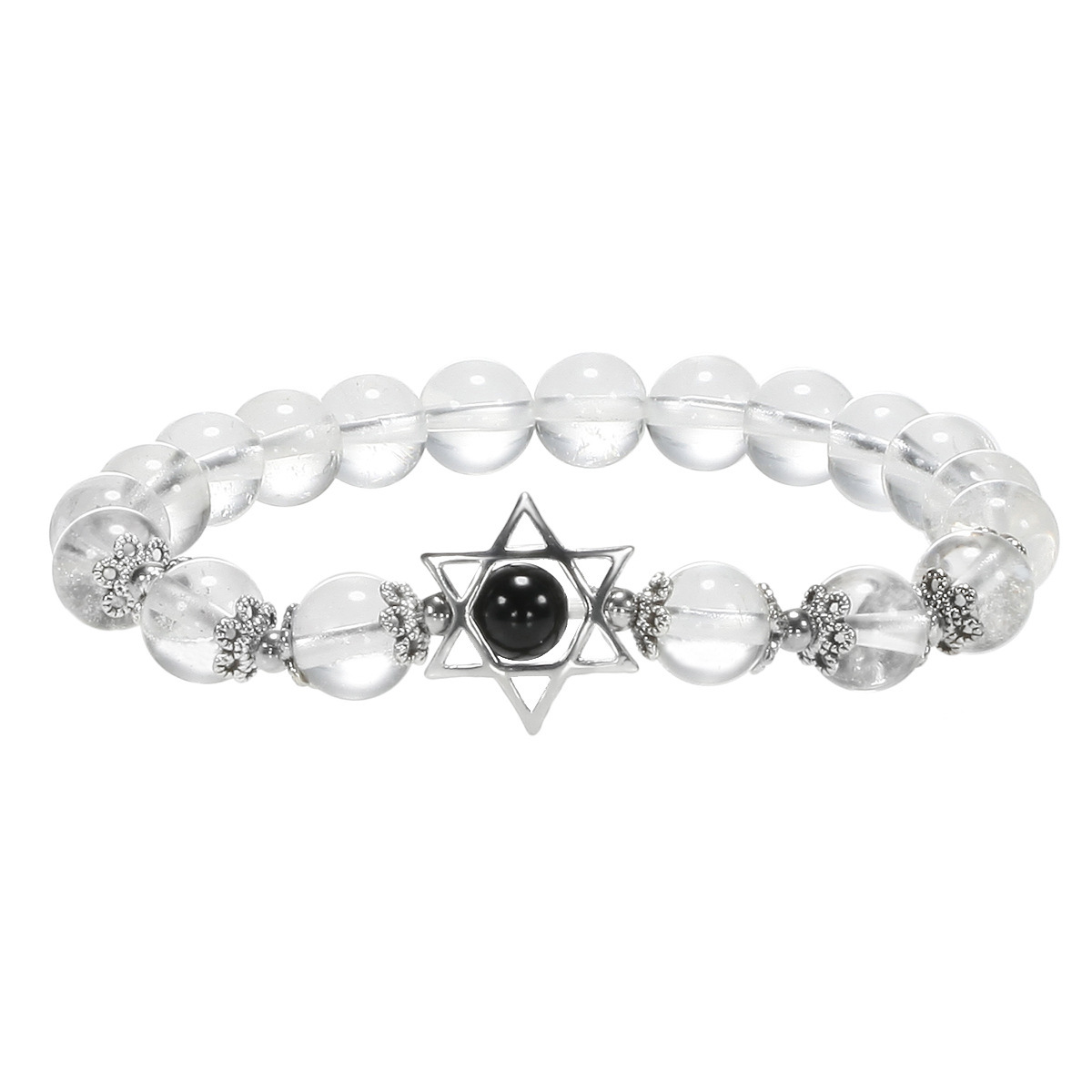 Natural Gemstone Solar Star Beaded Stretch Bracelet Eye Charms Pendant 8mm Stone Protection Healing Crystal Stretch Beaded