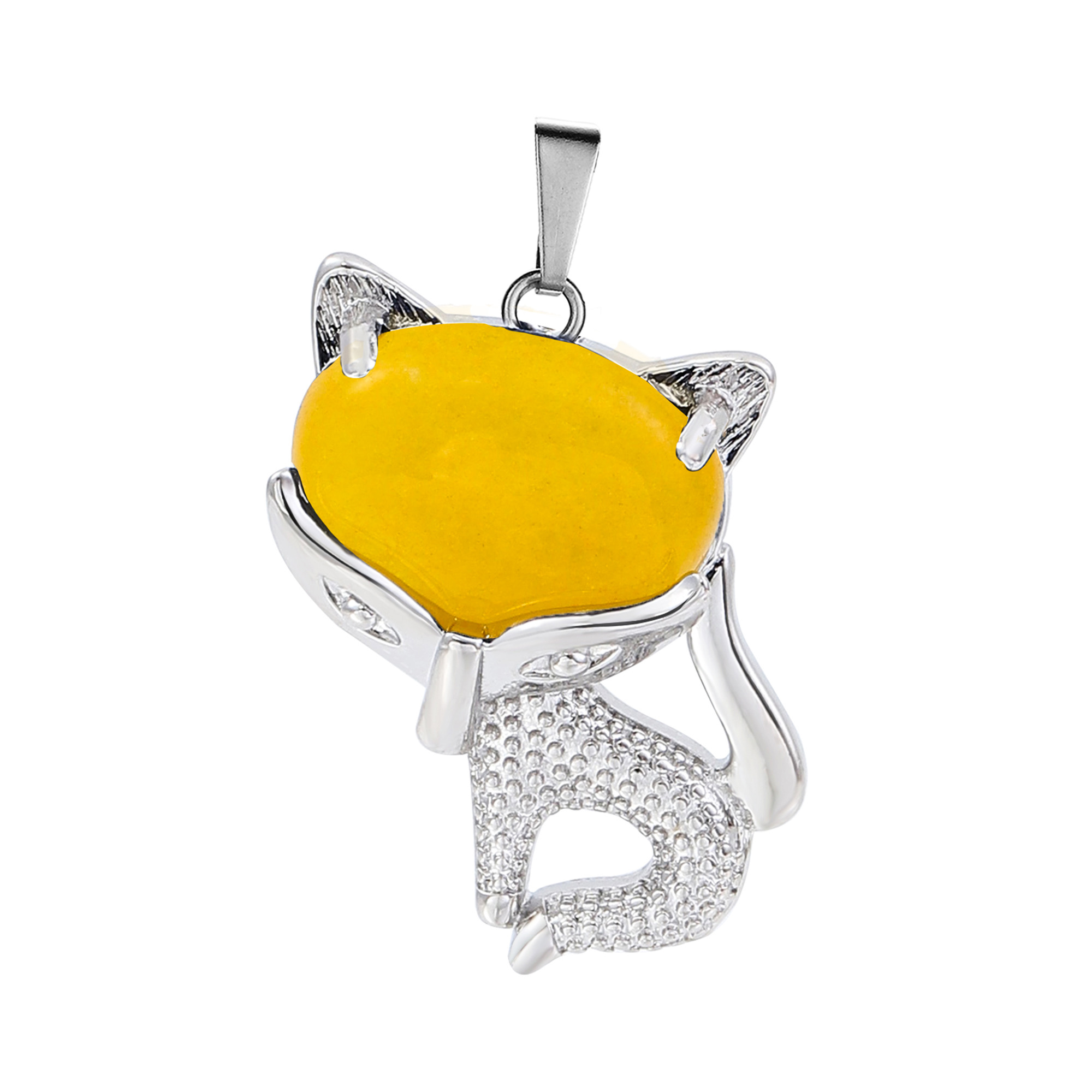 New Design Natural Crystal Stone Retro Turquoise Necklace Fox Shape Pendant for Women and Girls