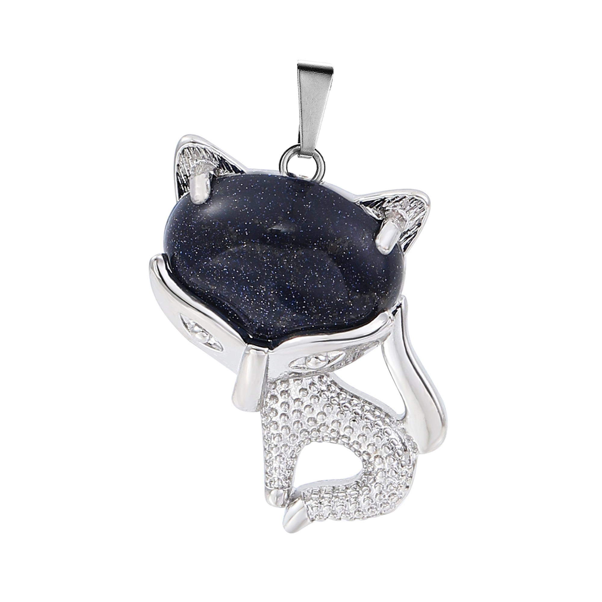 New Design Natural Crystal Stone Retro Turquoise Necklace Fox Shape Pendant for Women and Girls