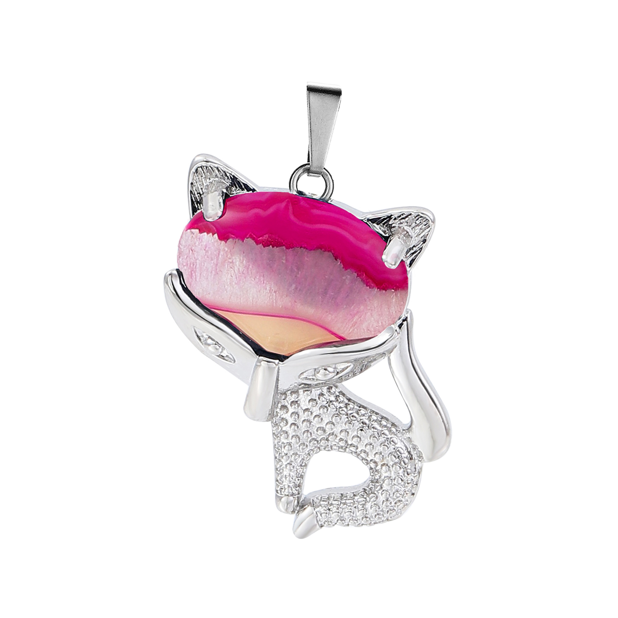 New Design Natural Crystal Stone Retro Turquoise Necklace Fox Shape Pendant for Women and Girls