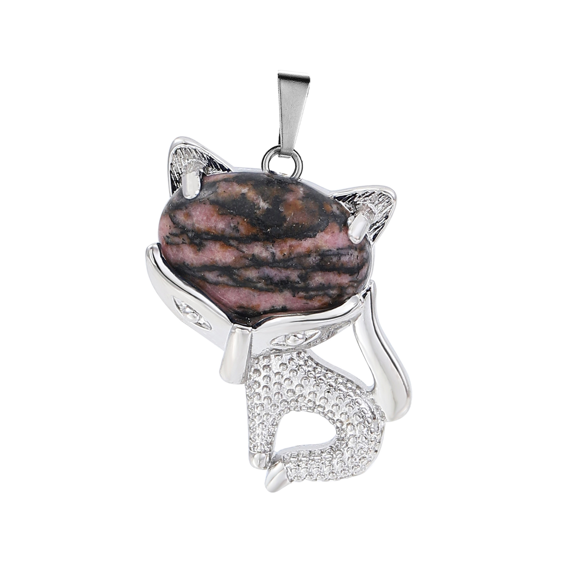 New Design Natural Crystal Stone Retro Turquoise Necklace Fox Shape Pendant for Women and Girls