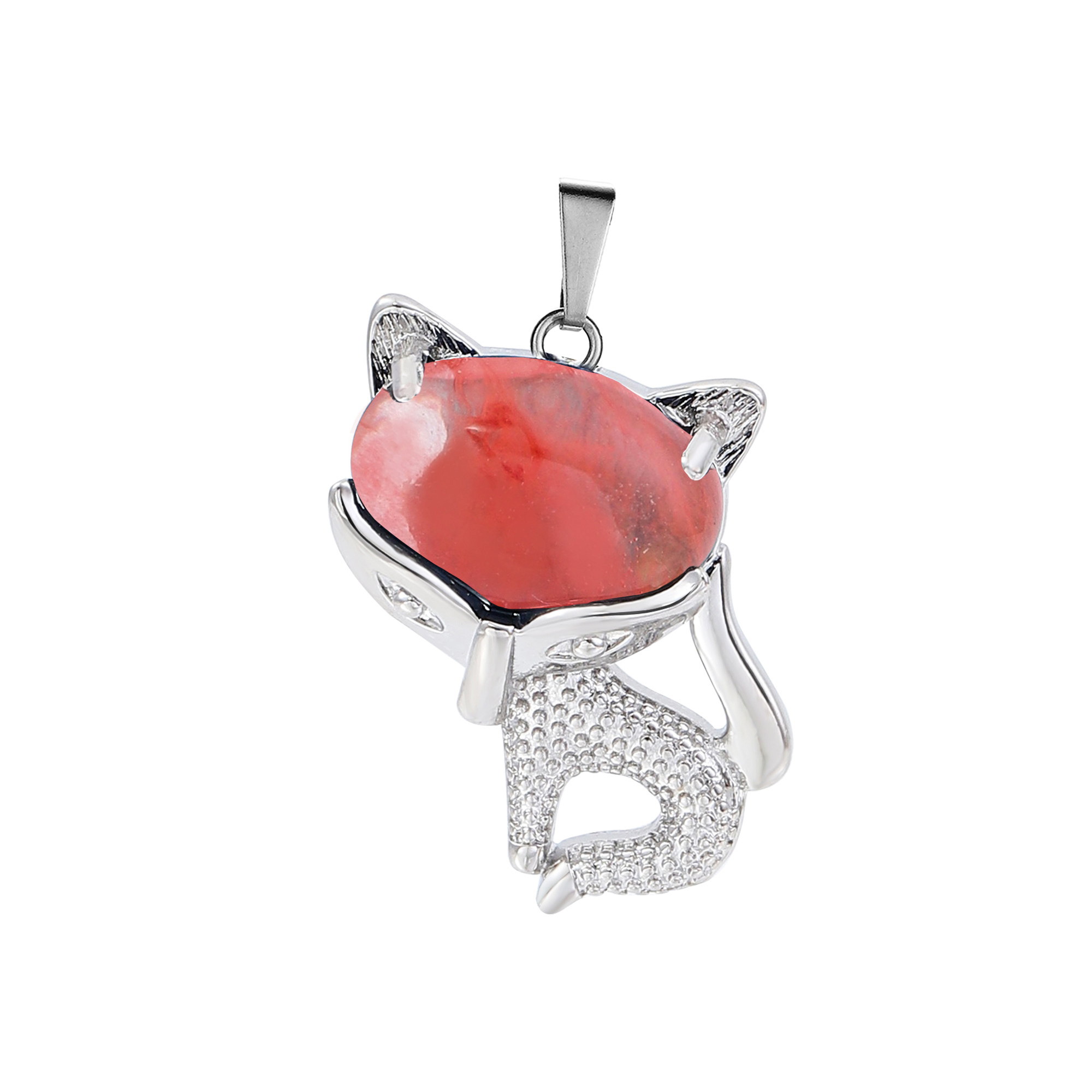 New Design Natural Crystal Stone Retro Turquoise Necklace Fox Shape Pendant for Women and Girls