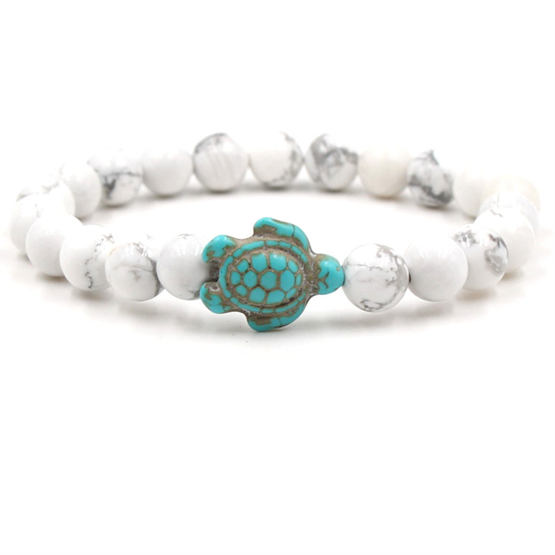 Turquoise Tortoise Gemstone Round Beads Bracelets for Women Men 8mm Stone Protection Healing Crystal Stretch Beaded
