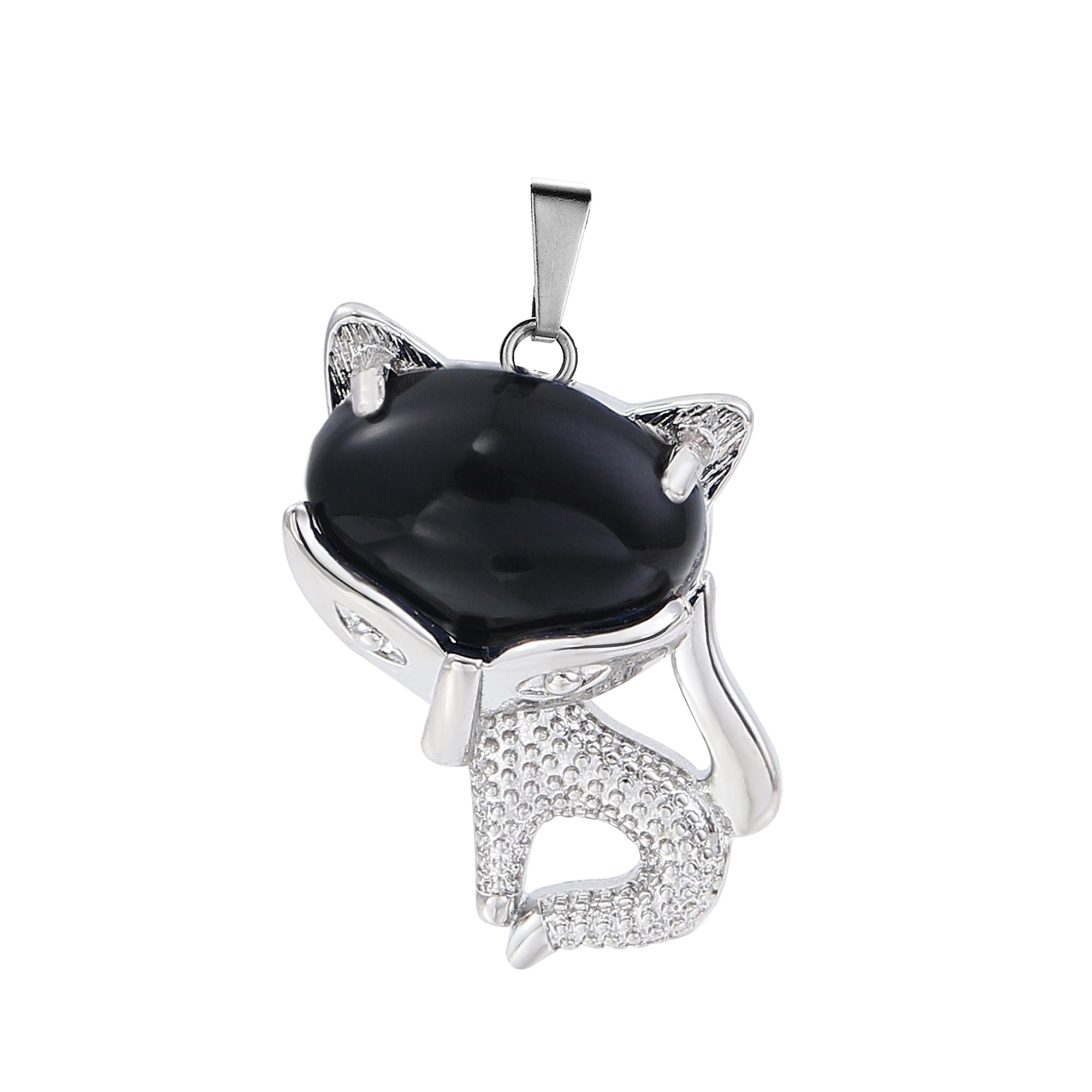 New Design Natural Crystal Stone Retro Turquoise Necklace Fox Shape Pendant for Women and Girls