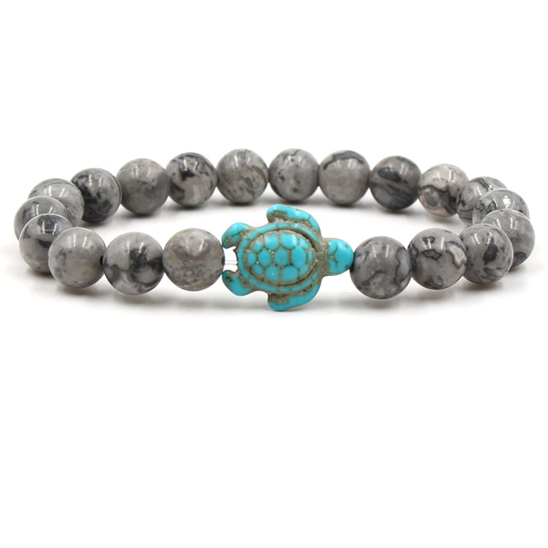 Turquoise Tortoise Gemstone Round Beads Bracelets for Women Men 8mm Stone Protection Healing Crystal Stretch Beaded