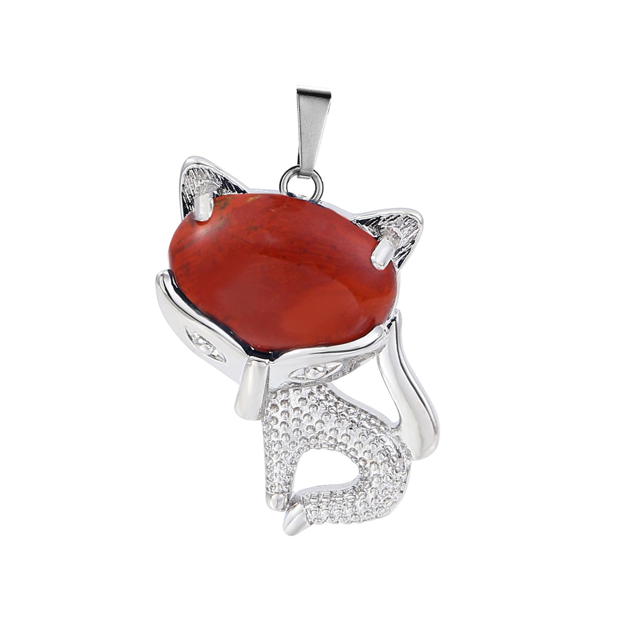 New Design Natural Crystal Stone Retro Turquoise Necklace Fox Shape Pendant for Women and Girls