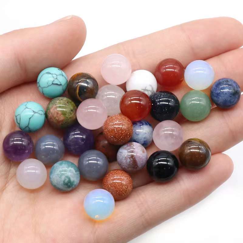 8MM Chakra Healing Gemstone Crystal Ball Set Natural Quartz Gemstones Sphere for Healing Meditation Feng Shui Home Decoration