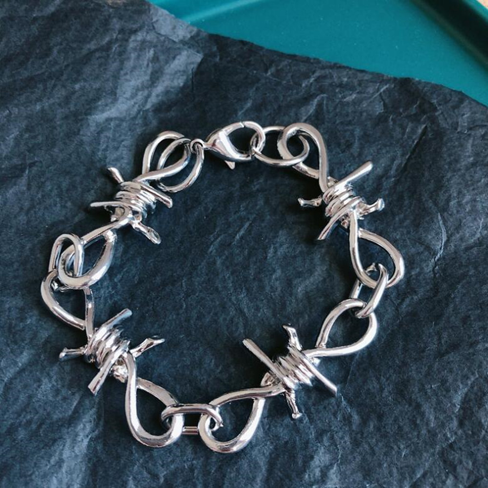 Women Unisex Gothic Thorns Choker Necklace 20inches Hip Hop Barbed Wire Chain, Punk Jewelry Gift Earrings Bracelets