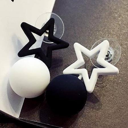 Fashion Women Jewelry Triangle Star Asymmetric Joker Earrings Female Ball Earrings