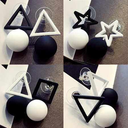 Fashion Women Jewelry Triangle Star Asymmetric Joker Earrings Female Ball Earrings
