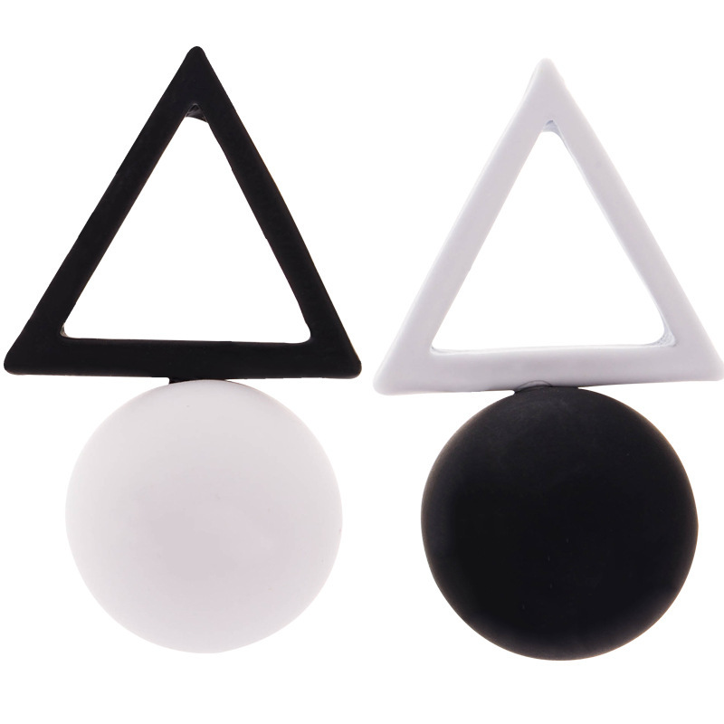 Fashion Women Jewelry Triangle Star Asymmetric Joker Earrings Female Ball Earrings